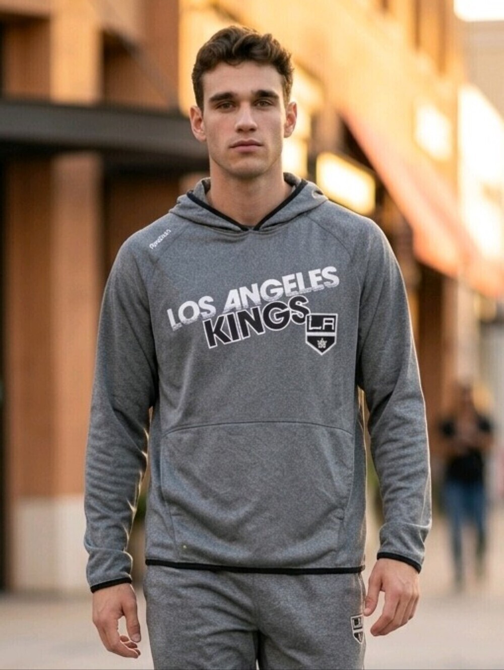 Los Angeles Kings NHL Reebok Men’s Pullover Hoodie Sweater Grey Sz L